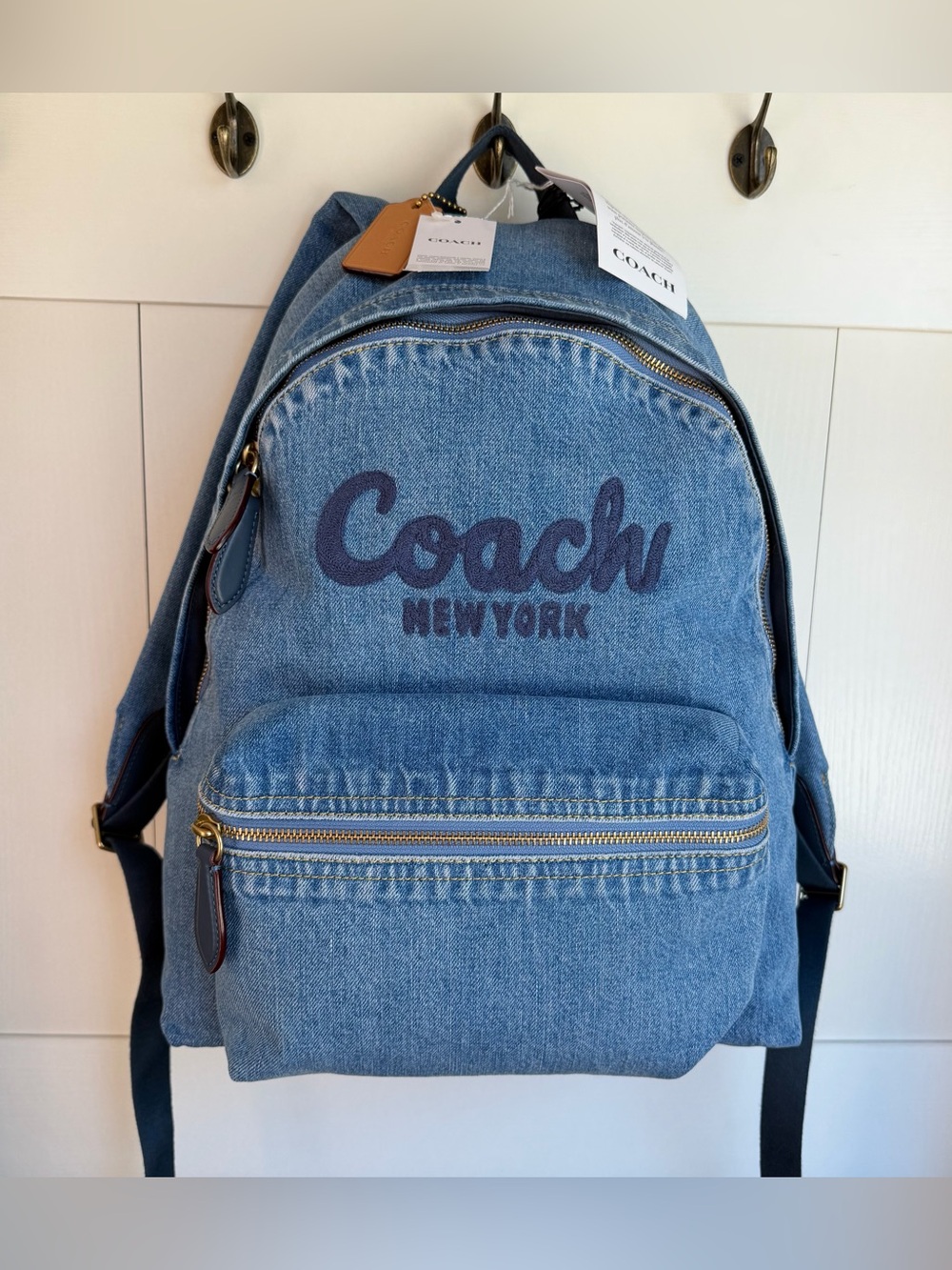 Coach Cargo Backpack In Denim/Brass/Indigo Blue